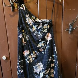 Maeve One Shoulder Dress - Black with Floral Pattern
